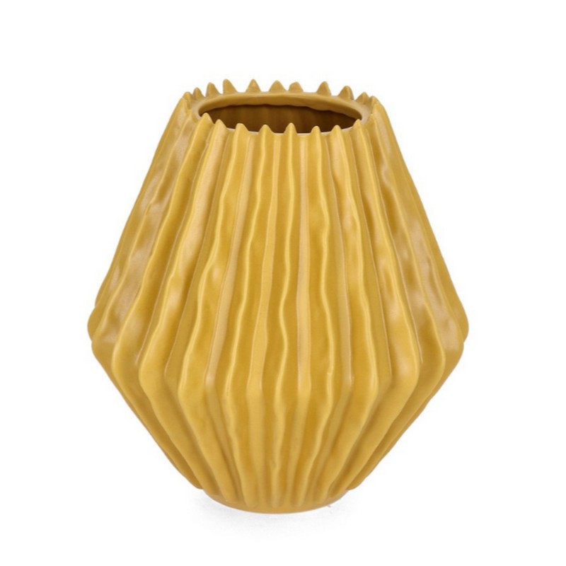 Vaso ocra costolato in ceramica